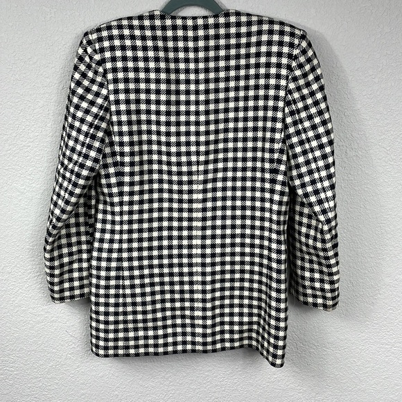 Salvatore Ferragamo Black White Checkered Plaid Blazer Mini Dress Jacket Sz 4 - Picture 13 of 14